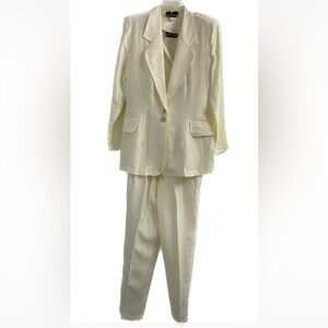 Cream Satin 3-Piece Blazer*Vest*Pants     Size M
